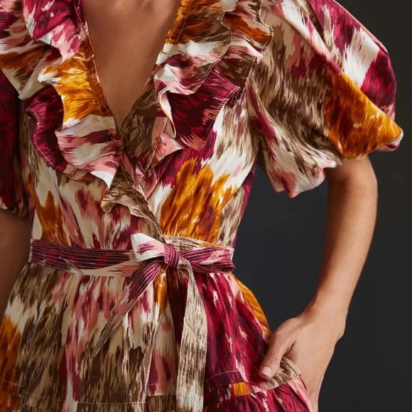 Anthropologie Love the Label Ruffled Wrap Mini Dress - Picture 5 of 8